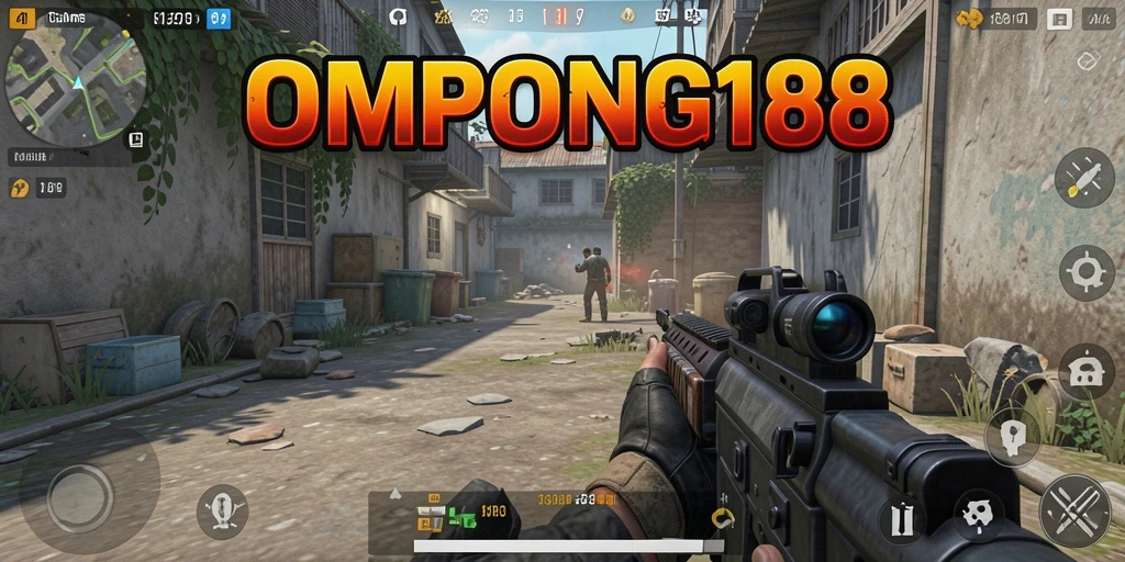 Screenshot menampilkan aksi mendebarkan dalam gameplay FPS OMPONG188.
