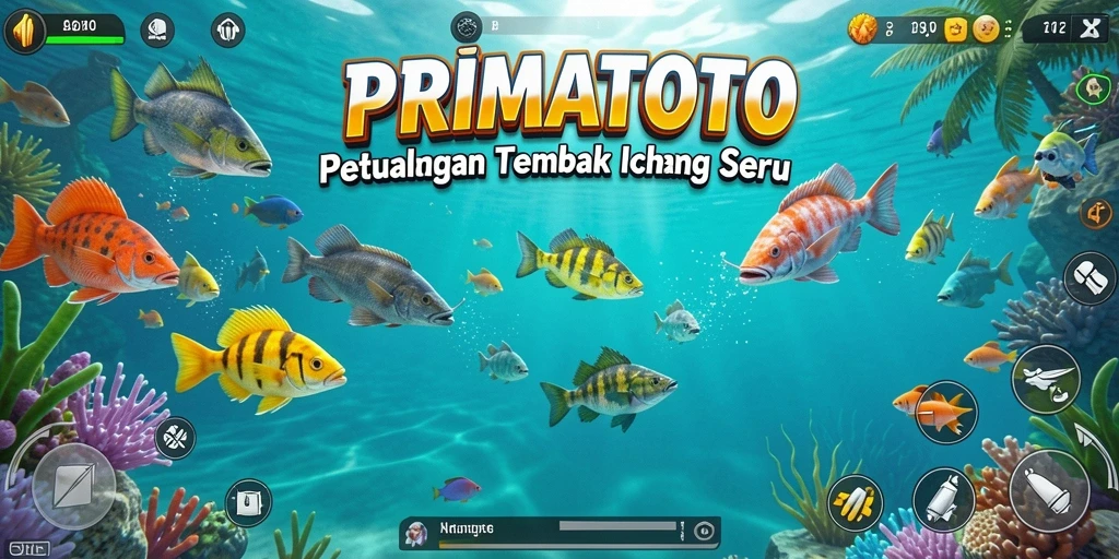 Tampilan gameplay PRIMATOTO yang menyenangkan saat menembak ikan.